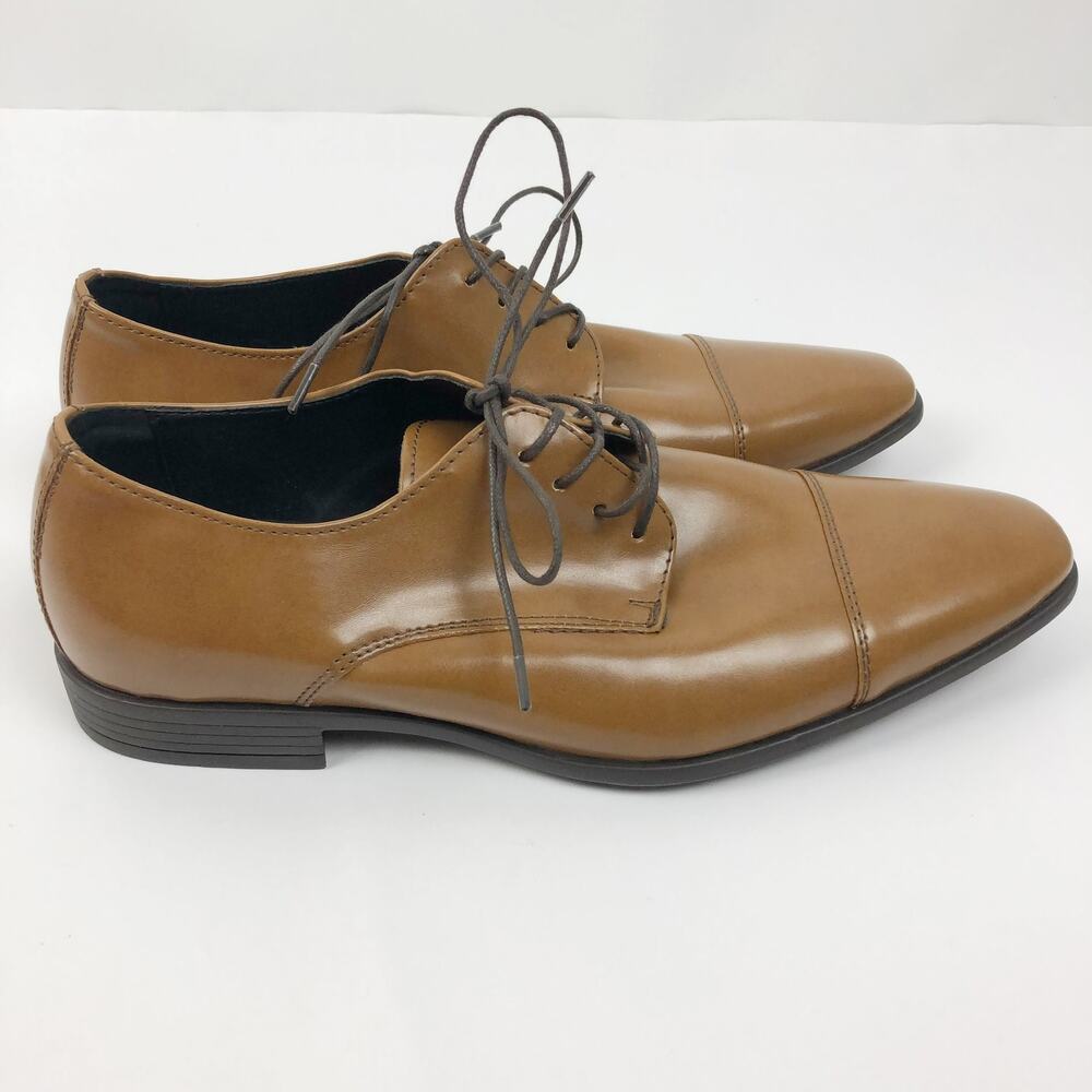 Abound Mens Cap Toe Oxford Dress Shoes Sz 8M Brown Lace Up Vegan Leather NWOB